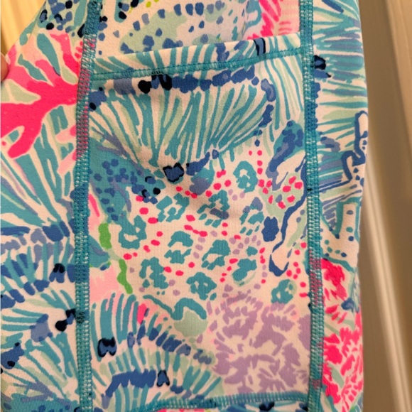 Lilly Pulitzer Luxletic Teal and Pink Leggings XL - Picture 6 of 7
